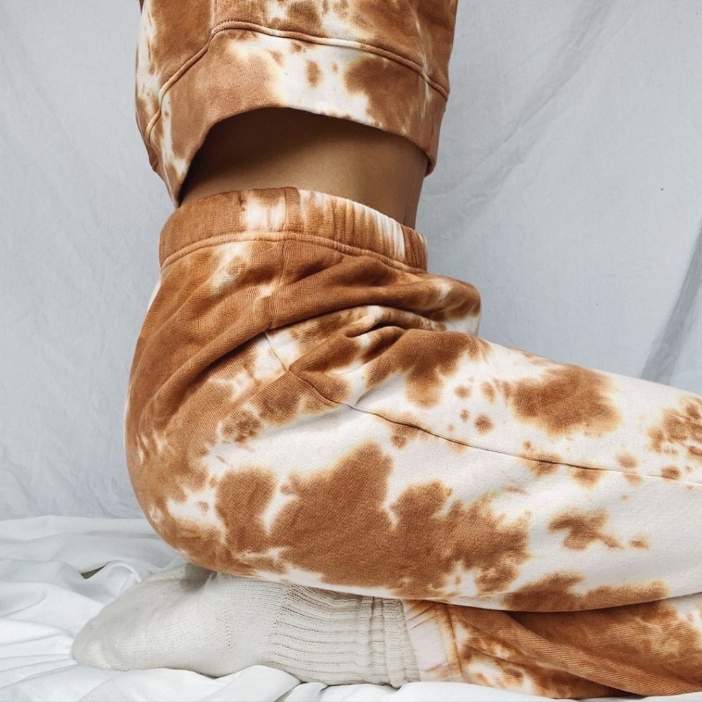 MATE the Label Tie-Dye Track Pants in Brown & White